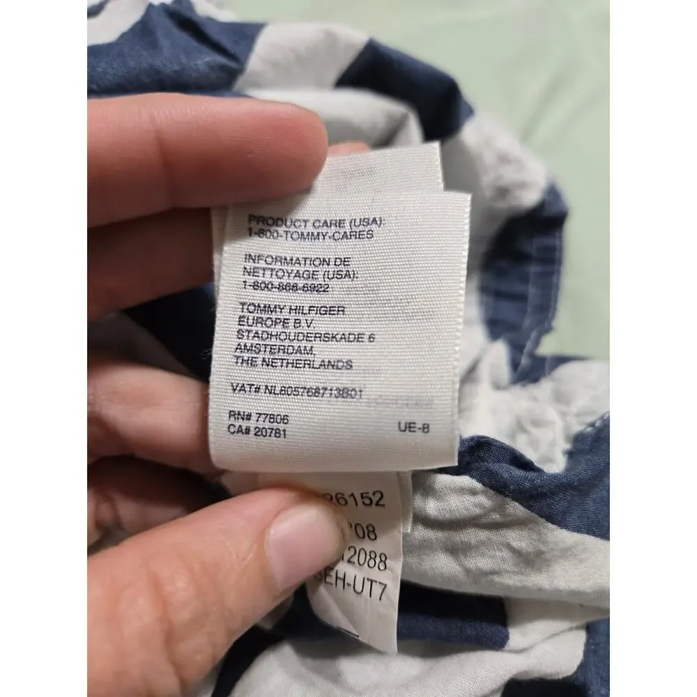 Tommy Hilfiger large women's navy blue and white top